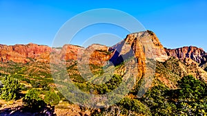 View of Nagunt Mesa, and other Red Rock Peaks of the Kolob Canyon part of Zion National Park, Utah, United Sates