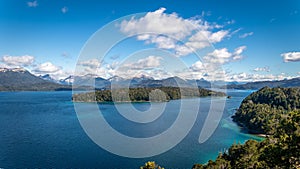 View of Nahuel Huapi Lake from Brazo Norte Viewpoint at Arrayanes National Park - Villa La Angostura, Patagonia, Argentina photo