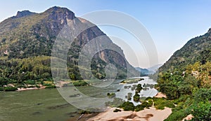 View of Nam Ou River in Nong Khiaw, Laos