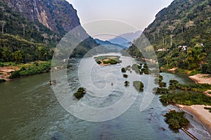 View of Nam Ou River in Nong Khiaw, Laos