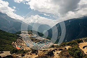 View of Namche bazar - way to everest base camp, Khumbu valley, Sagarmatha national park, Solukhumbu, Nepal