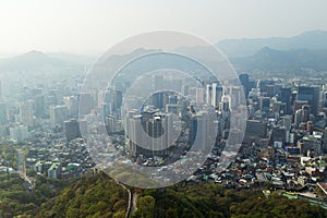 View of Namsan Hill and downtown in Seoul