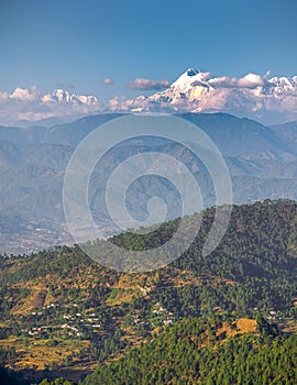 View of Nanda devi mountain range from Kausani