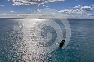 View of the Nao Victory sailing in the open sea