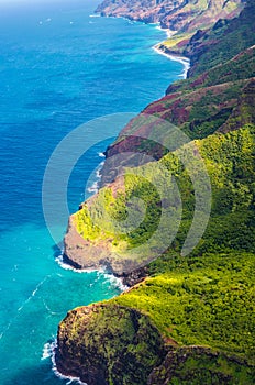 View on Napali Coast on Kauai island on Hawaii