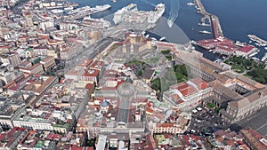 A view of Napoli, Italy, Aerial view of the historic center,