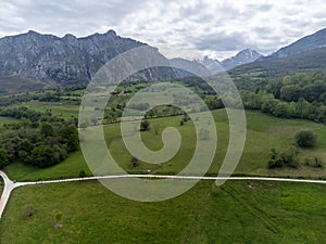 View on Naranjo de Bulnes or Picu Urriellu, limestone peak dating from Paleozoic Era, located in Macizo Central region of Picos photo