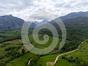 View on Naranjo de Bulnes or Picu Urriellu, limestone peak dating from Paleozoic Era, located in Macizo Central region of Picos