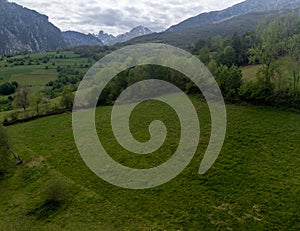 View on Naranjo de Bulnes or Picu Urriellu, limestone peak dating from Paleozoic Era, located in Macizo Central region of Picos photo