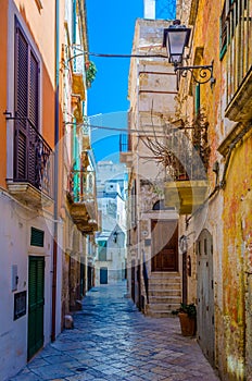 View of a narrow street in the Italian city Polignano a Mare...IMAGE photo