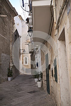 View of the narrow street of Monopoli city center