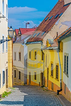 view of a narrow street in the old town of Bratislava, Slovakia...IMAGE