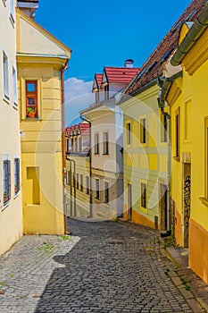 View of a narrow street in the old town of Bratislava, Slovakia...IMAGE