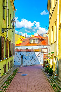 View of a narrow street in the old town of Vilnius, Lithuania...IMAGE