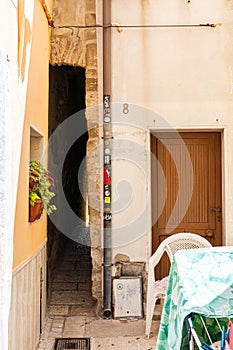 View of the narrowest street in Italy in the city of Termoli Molise