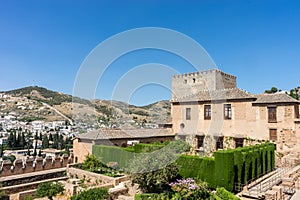 View of the Nasrid Palaces Palacios Nazaries in Alhambra, Gra photo