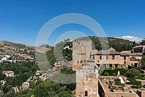 View of the Nasrid Palaces Palacios Nazaries in Alhambra, Gra photo