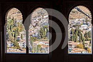 View from Nasrid Palaces (Palacios Nazaries) at Alhambra in Granada, Spa photo