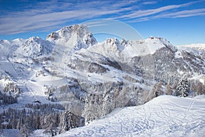 View of Nassfeld ski resort, Austrian Alps