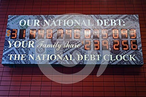 View of the National Debt Clock in Midtown Manhattan