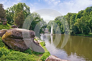 View of National dendrological park Sofiyivka. Uman town, Ukraine