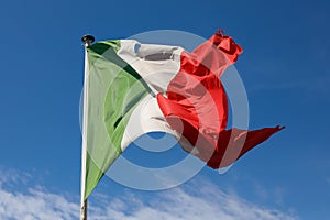 View of the national flag of Italy in the wind