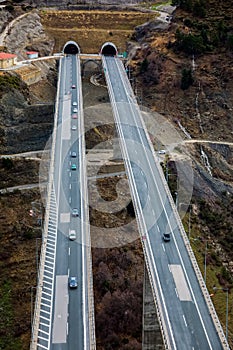 View of the national road Egnatia Odos as it appears from Mets