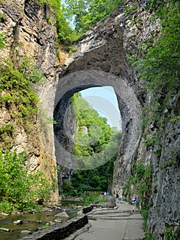 View of Natural Bridge in Virginia's Natural Bridge State Park. Natural attraction. Place of attraction for tourists