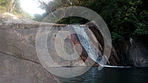 View of naturally waterfall in forest