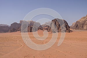 View of Nature, desert and rocks of Wadi Rum (Valley of the Moon