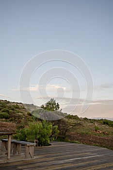 View of nature landscape at sunset.