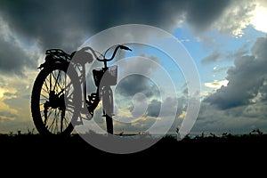 View nature morning with. Bicycles and Songkhla Samila beach.