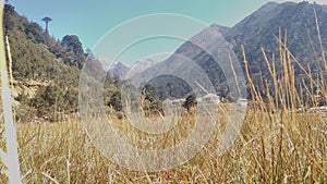 View of Nature with Mountain Sky Field