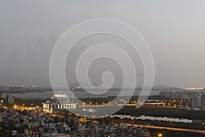 View of Navi mumbai city from Parsik Hill,Belapur,Navi Mumbai,Maharashtra,India photo