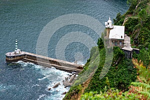 View on a navigational light and lighthouse