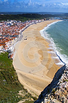 View of NazarÃ© Beach, NazarÃ©, Portugal photo