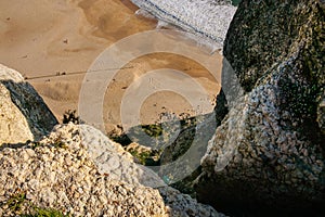 View of Nazare beach from the viewpoint at the top of the cliff in O Sitio photo