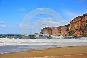 View of Nazare lighthouse on cliffs