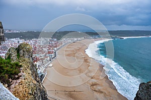 View of Nazare village in Portugal