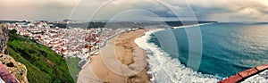 View of Nazare village in Portugal