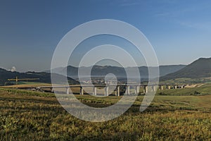 View near Ruzomberok town with highway bridge