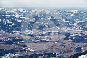 View from the Nebelhorn mountain, Bavarian Alps,