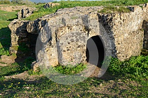 View at the necropolis of Anghelu Ruju on Sardinia, Italy