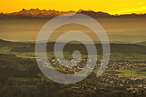 View of the neighboring villages of Zurich city from Uetliberg mountain