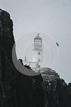 View of Neist Point Lighthouse on the Isle of Skye in Scotland