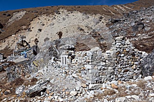 View of Nepalese Settlement with unfinished Stone House