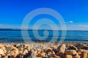 View of Neuchatel lake in Neuchatel, Switzerland