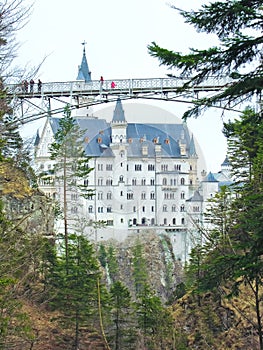 View of Neuschwanstein Castle and a bridge