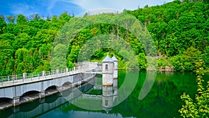 A view of the Neustadt dam in the Harz Mountains