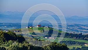 View from neustadtl in austria to the danube valley and kollmitzberg